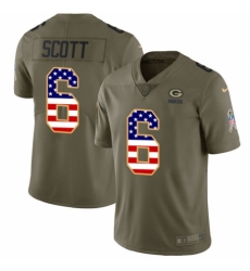 Men's Nike Green Bay Packers #6 JK Scott Limited Olive/USA Flag 2017 Salute to Service NFL Jersey