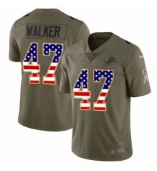 Men's Nike Detroit Lions #47 Tracy Walker Limited Olive/USA Flag Salute to Service NFL Jersey