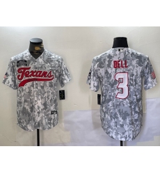 Men's Houston Texans #3 Tank Dell Arctic Camo 2024 Salute to Service Stitched Baseball Jersey