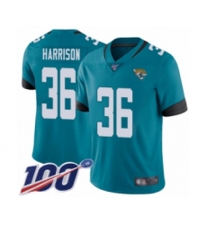 Men's Jacksonville Jaguars #36 Ronnie Harrison Teal Green Alternate Vapor Untouchable Limited Player 100th Season Football Jersey