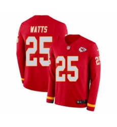 Men's Nike Kansas City Chiefs #25 Armani Watts Limited Red Therma Long Sleeve NFL Jersey