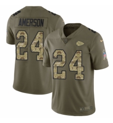 Youth Nike Kansas City Chiefs #24 David Amerson Limited Olive/Camo 2017 Salute to Service NFL Jersey