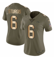 Women's Nike Los Angeles Chargers #6 Caleb Sturgis Limited Olive/Gold 2017 Salute to Service NFL Jersey
