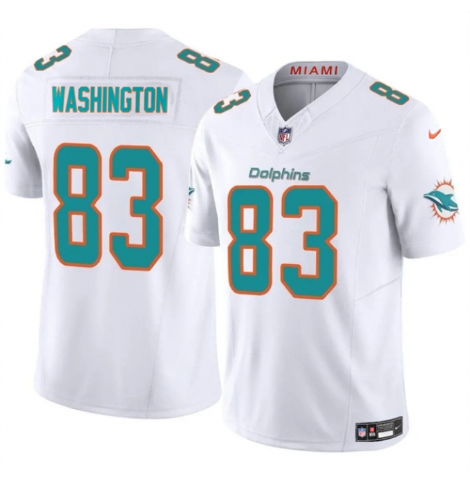 Men's Miami Dolphins #83 Malik Washington White 2024 F.U.S.E Vapor Limited Stitched Football Jersey