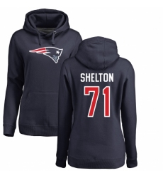 NFL Women's Nike New England Patriots #71 Danny Shelton Navy Blue Name & Number Logo Pullover Hoodie