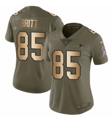 Women's Nike New England Patriots #85 Kenny Britt Limited Olive/Gold 2017 Salute to Service NFL Jersey