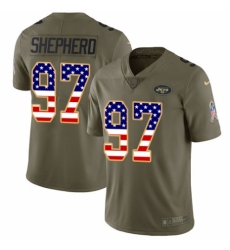 Youth Nike New York Jets #97 Nathan Shepherd Limited Olive/USA Flag 2017 Salute to Service NFL Jersey