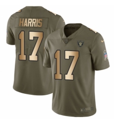 Men's Nike Oakland Raiders #17 Dwayne Harris Limited Olive/Gold 2017 Salute to Service NFL Jersey