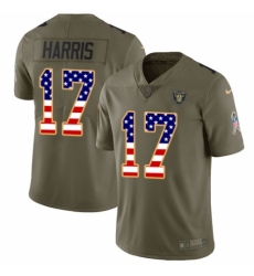 Youth Nike Oakland Raiders #17 Dwayne Harris Limited Olive/USA Flag 2017 Salute to Service NFL Jersey