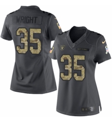 Women's Nike Oakland Raiders #35 Shareece Wright Limited Black 2016 Salute to Service NFL Jersey