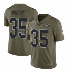 Youth Nike Oakland Raiders #35 Shareece Wright Limited Olive 2017 Salute to Service NFL Jersey