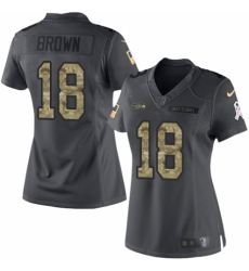 Women's Nike Seattle Seahawks #18 Jaron Brown Limited Black 2016 Salute to Service NFL Jersey