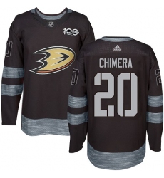 Men's Adidas Anaheim Ducks #20 Jason Chimera Authentic Black 1917-2017 100th Anniversary NHL Jersey