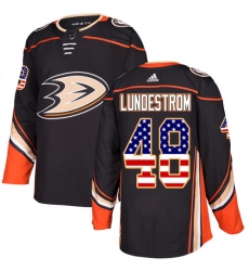 Men's Adidas Anaheim Ducks #48 Isac Lundestrom Authentic Black USA Flag Fashion NHL Jersey