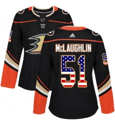 Women's Adidas Anaheim Ducks #51 Blake McLaughlin Authentic Black USA Flag Fashion NHL Jersey