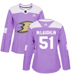 Women's Adidas Anaheim Ducks #51 Blake McLaughlin Authentic Purple Fights Cancer Practice NHL Jersey