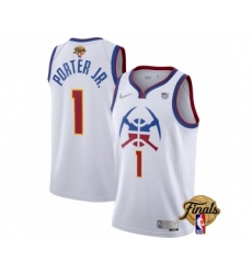 Men's Denver Nuggets #1 Michael Porter Jr. White 2023 Finals Earned Edition Stitched Basketball Jersey