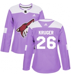 Women's Adidas Arizona Coyotes #26 Marcus Kruger Authentic Purple Fights Cancer Practice NHL Jersey