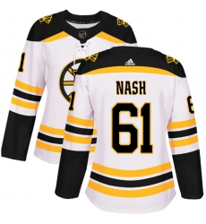 Women's Adidas Boston Bruins #61 Rick Nash Authentic White Away NHL Jersey