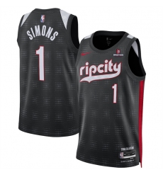 Men's Portland Trail Blazers #1 Anfernee Simons Black 2024-25 City Edition Edition Stitched Basketball Jersey