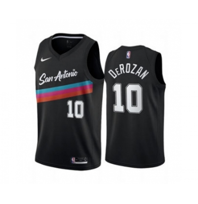 Men's San Antonio Spurs #10 DeMar DeRozan Black City Edition Fiesta 2020-21 Stitched Basketball Jersey