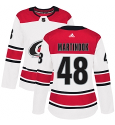Women's Adidas Carolina Hurricanes #48 Jordan Martinook Authentic White Away NHL Jersey