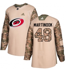 Youth Adidas Carolina Hurricanes #48 Jordan Martinook Authentic Camo Veterans Day Practice NHL Jersey