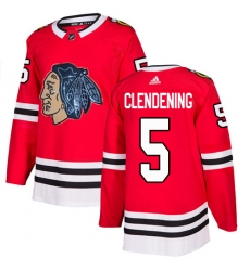 Men's Adidas Chicago Blackhawks #5 Adam Clendening Authentic Red Fashion Gold NHL Jersey