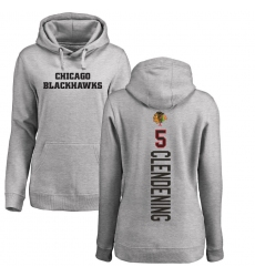 NHL Women's Adidas Chicago Blackhawks #5 Adam Clendening Ash Backer Pullover Hoodie