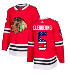 Youth Adidas Chicago Blackhawks #5 Adam Clendening Authentic Red USA Flag Fashion NHL Jersey