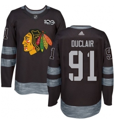 Men's Adidas Chicago Blackhawks #91 Anthony Duclair Authentic Black 1917-2017 100th Anniversary NHL Jersey