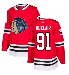 Men's Adidas Chicago Blackhawks #91 Anthony Duclair Authentic Red Fashion Gold NHL Jersey