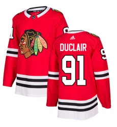 Men's Adidas Chicago Blackhawks #91 Anthony Duclair Authentic Red Home NHL Jersey