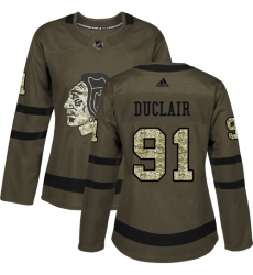 Women's Adidas Chicago Blackhawks #91 Anthony Duclair Authentic Green Salute to Service NHL Jersey