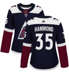 Women's Adidas Colorado Avalanche #35 Andrew Hammond Authentic Navy Blue Alternate NHL Jersey