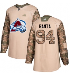 Youth Adidas Colorado Avalanche #94 Sampo Ranta Authentic Camo Veterans Day Practice NHL Jersey