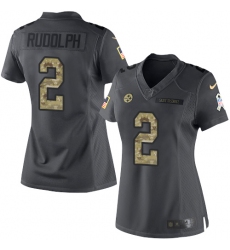 Women's Nike Pittsburgh Steelers #2 Mason Rudolph Limited Black 2016 Salute to Service NFL Jersey