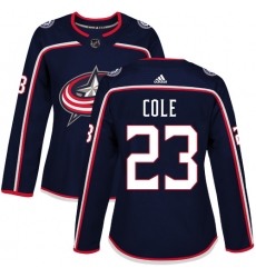 Women's Adidas Columbus Blue Jackets #23 Ian Cole Authentic Navy Blue Home NHL Jersey