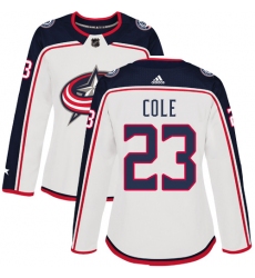 Women's Adidas Columbus Blue Jackets #23 Ian Cole Authentic White Away NHL Jersey