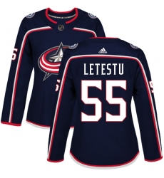 Women's Adidas Columbus Blue Jackets #55 Mark Letestu Authentic Navy Blue Home NHL Jersey