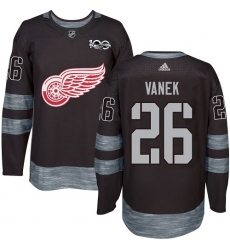 Men's Adidas Detroit Red Wings #26 Thomas Vanek Authentic Black 1917-2017 100th Anniversary NHL Jersey