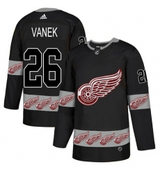 Men's Adidas Detroit Red Wings #26 Thomas Vanek Authentic Black Team Logo Fashion NHL Jersey