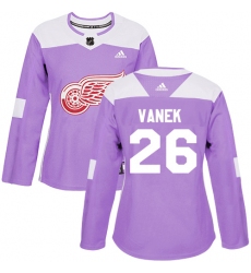Women's Adidas Detroit Red Wings #26 Thomas Vanek Authentic Purple Fights Cancer Practice NHL Jersey