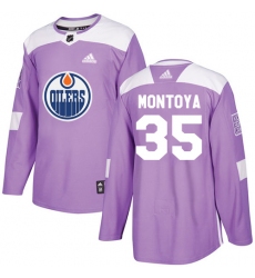 Men's Adidas Edmonton Oilers #35 Al Montoya Authentic Purple Fights Cancer Practice NHL Jersey