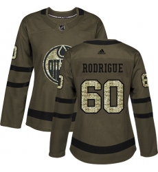 Women's Adidas Edmonton Oilers #60 Olivier Rodrigue Authentic Green Salute to Service NHL Jersey