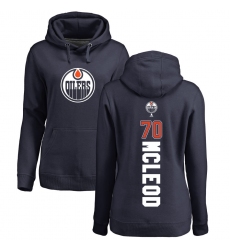 NHL Women's Adidas Edmonton Oilers #70 Ryan McLeod Navy Blue Backer Pullover Hoodie