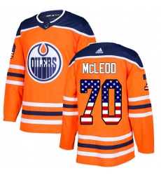 Youth Adidas Edmonton Oilers #70 Ryan McLeod Authentic Orange USA Flag Fashion NHL Jersey