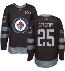 Men's Adidas Winnipeg Jets #25 Paul Stastny Premier Black 1917-2017 100th Anniversary NHL Jersey
