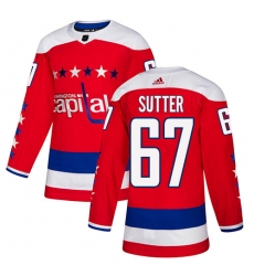 Youth Adidas Washington Capitals #67 Riley Sutter Authentic Red Alternate NHL Jersey