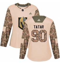 Women's Adidas Vegas Golden Knights #90 Tomas Tatar Authentic Camo Veterans Day Practice NHL Jersey